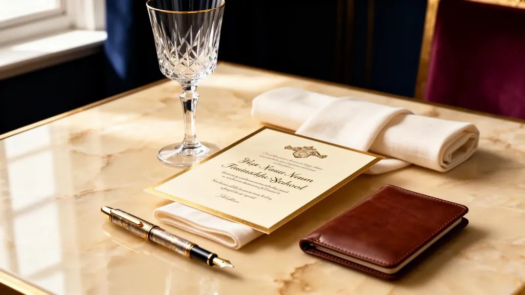 An editorial still life — formal place setting and a glass of wine